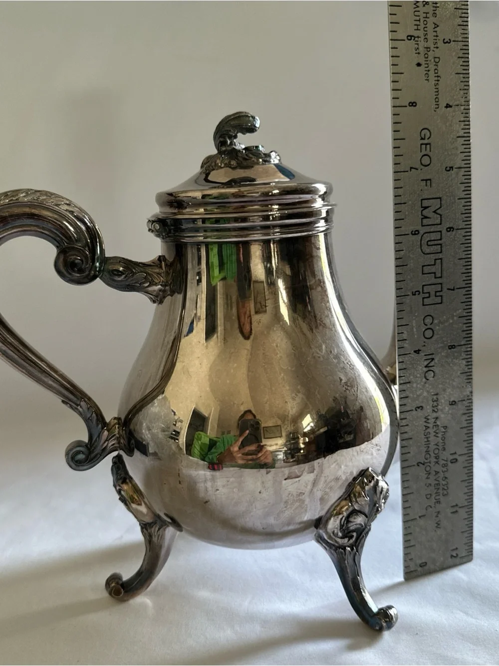 Christofle coffee or tea pot silver plated marly pattern 8”